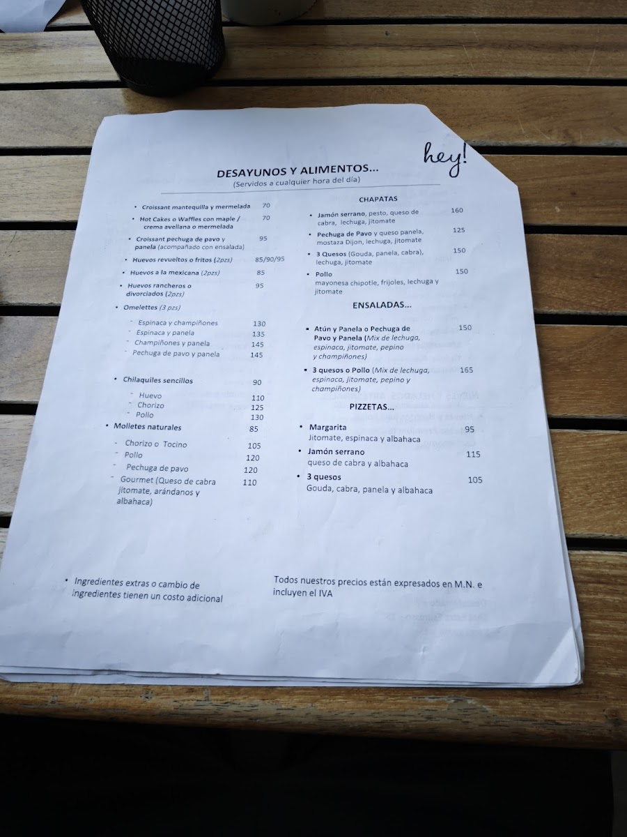 Hey! Brew Bar Café Menu - Image 1